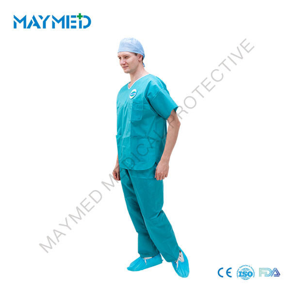 Durable Antistatic SMS V - Neck Disposable Scrub Suits